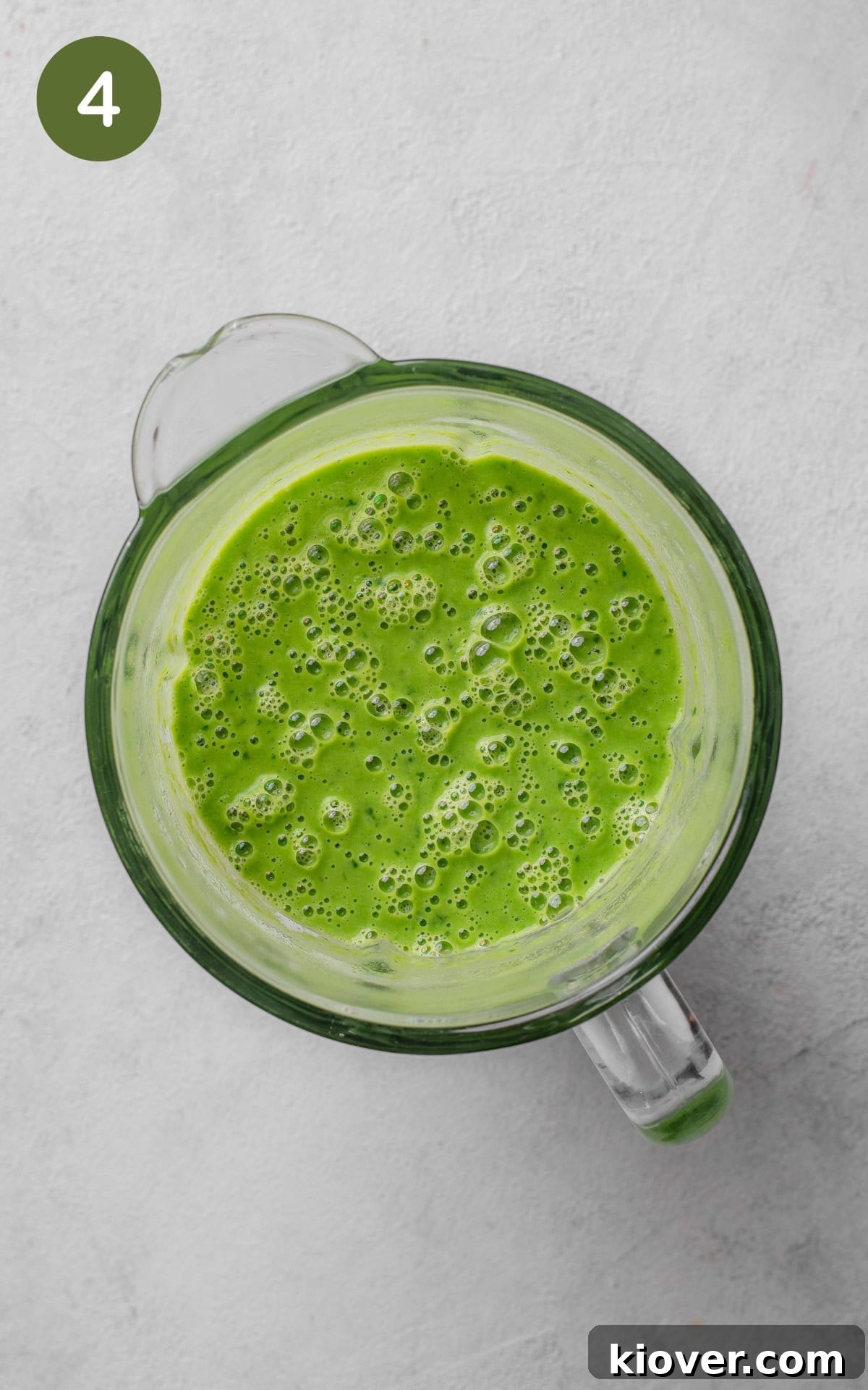 green pea soup in a food blender.