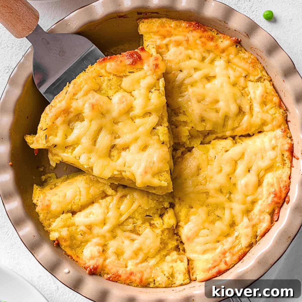 cheese and potato pie cut in slices.