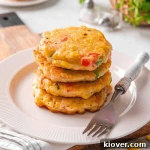 Sweetcorn fritters on a plate.