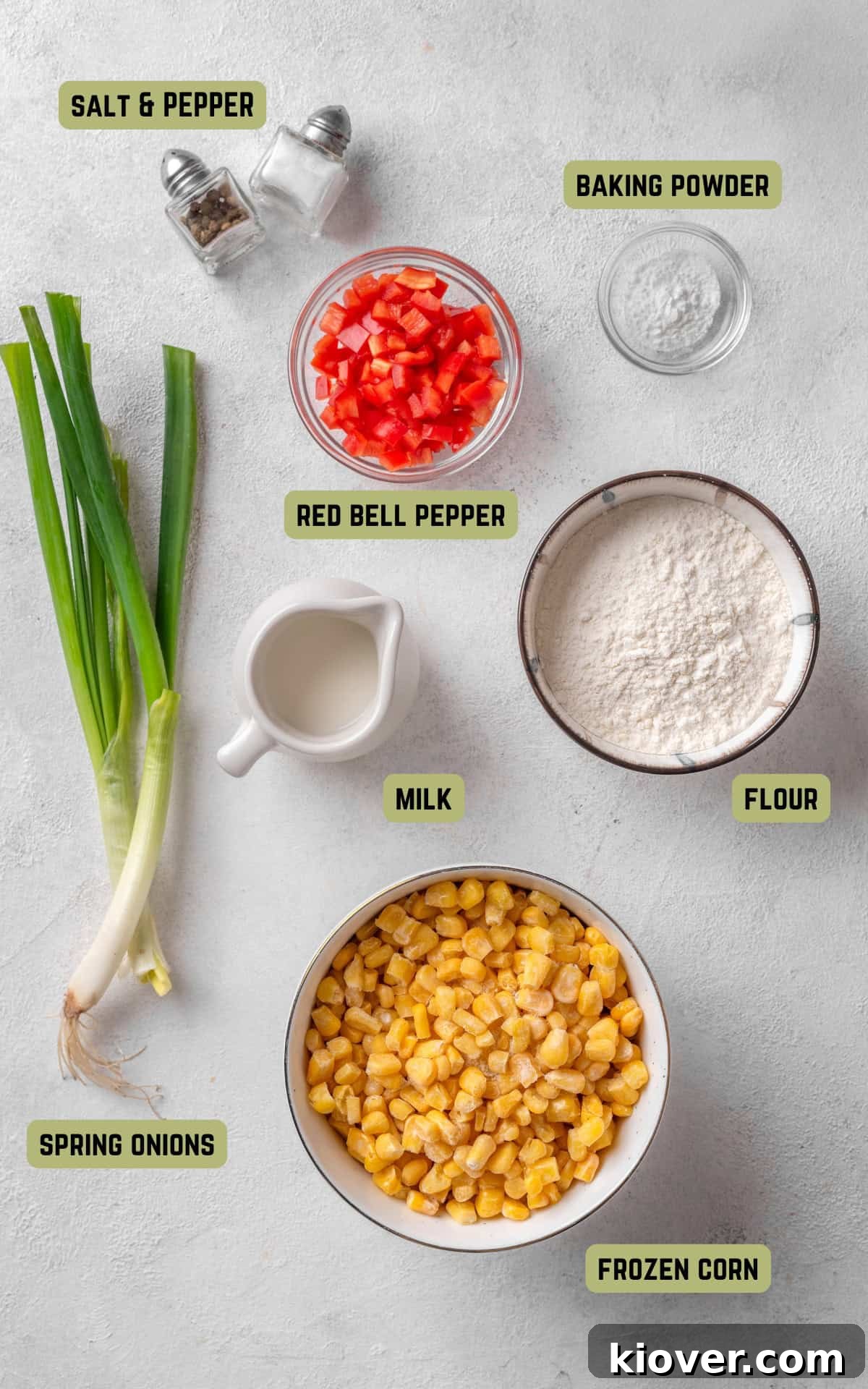 Ingredients to make Sweetcorn Fritters.