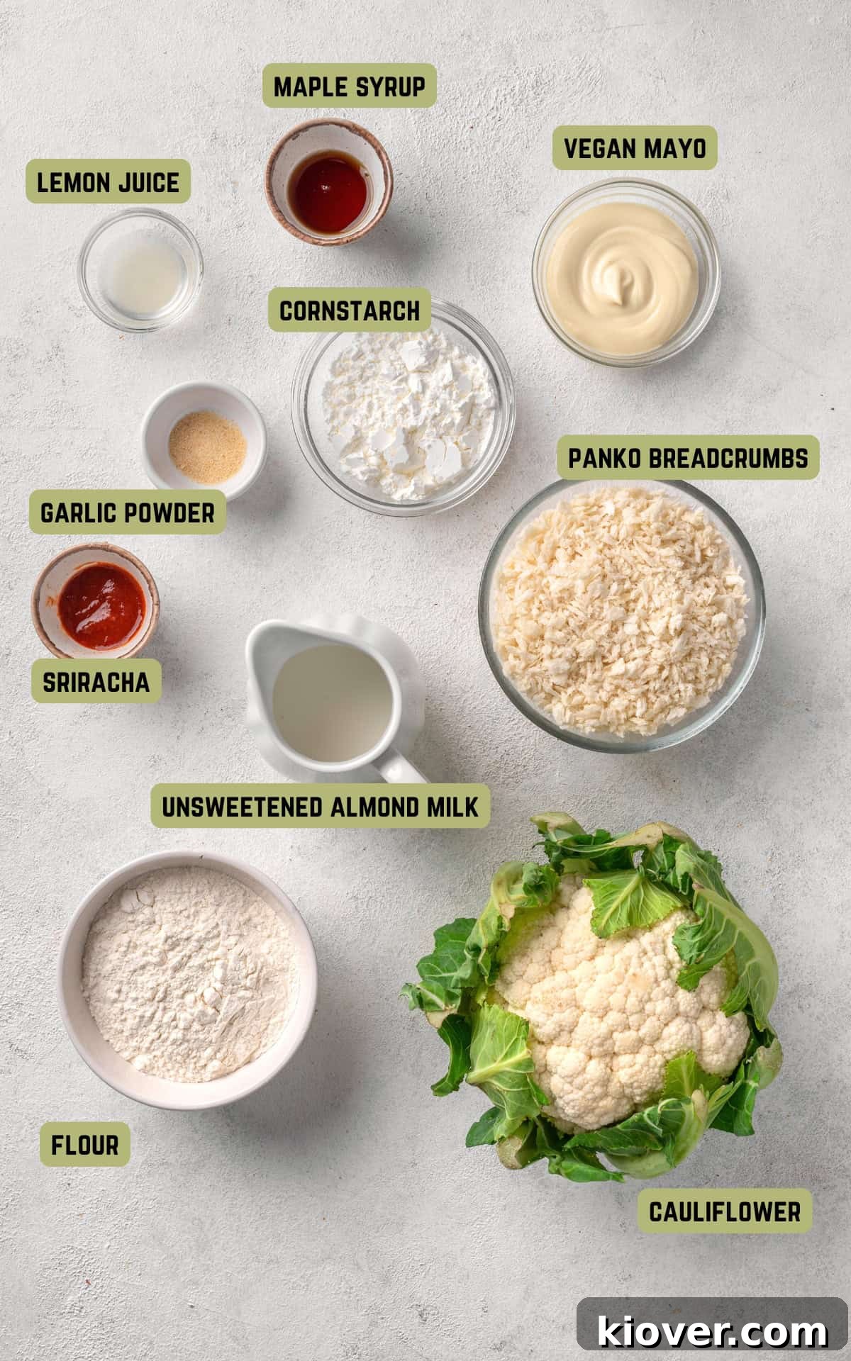 Ingredients to make Bang Bang Cauliflower.