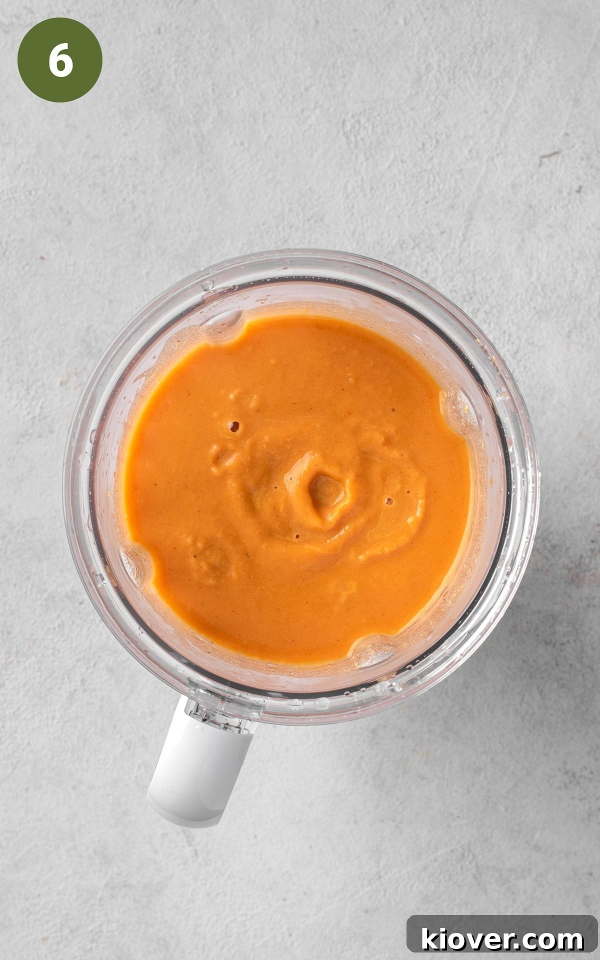 blended sweet potato soup in a food blender.