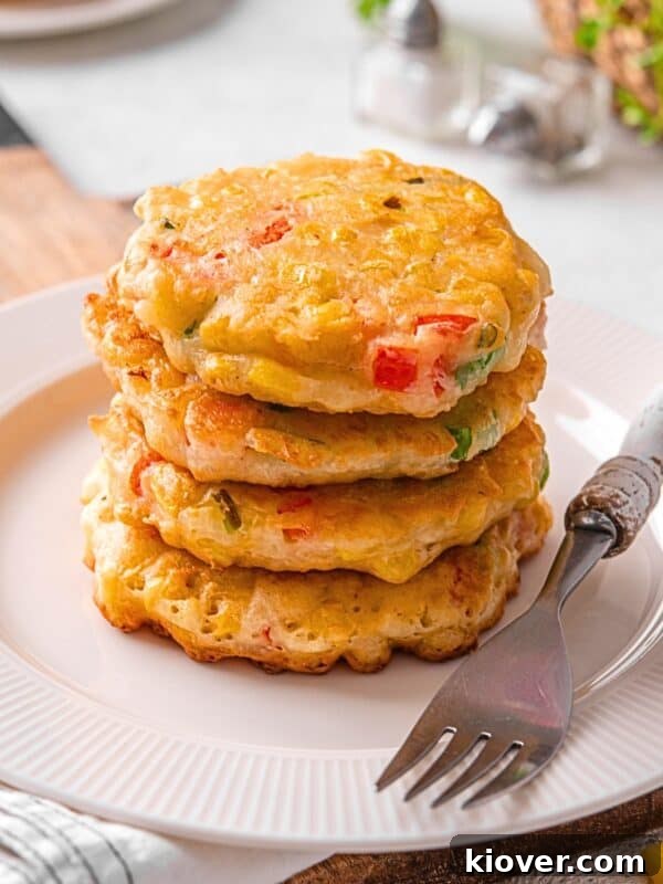 Sweetcorn fritters on a plate.