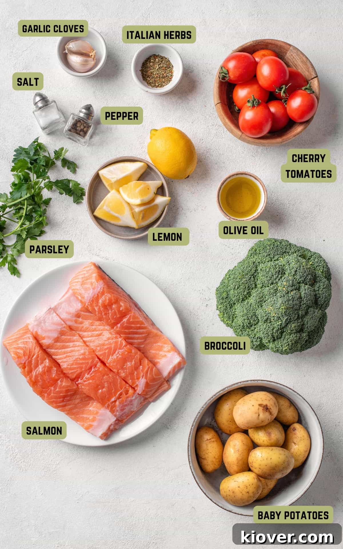 Flavorful Salmon Tray Bake with Lemon, Garlic, and Roasted Veggies 3 Ingredients to make Salmon Tray Bake.