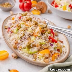 Rice salad served on a plate.