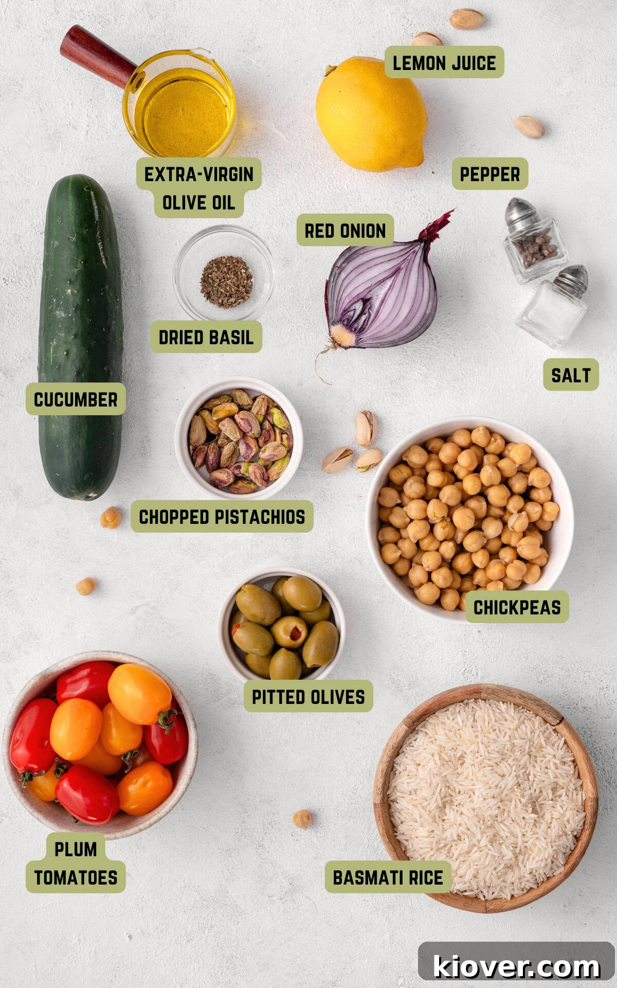 Ingredients to make Rice Salad.