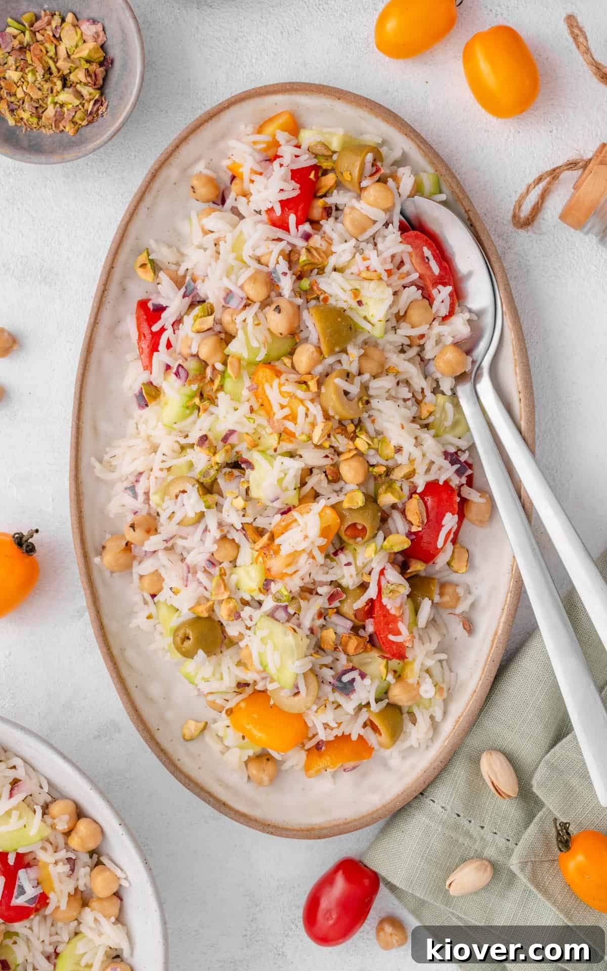 Rice salad served on a plate.