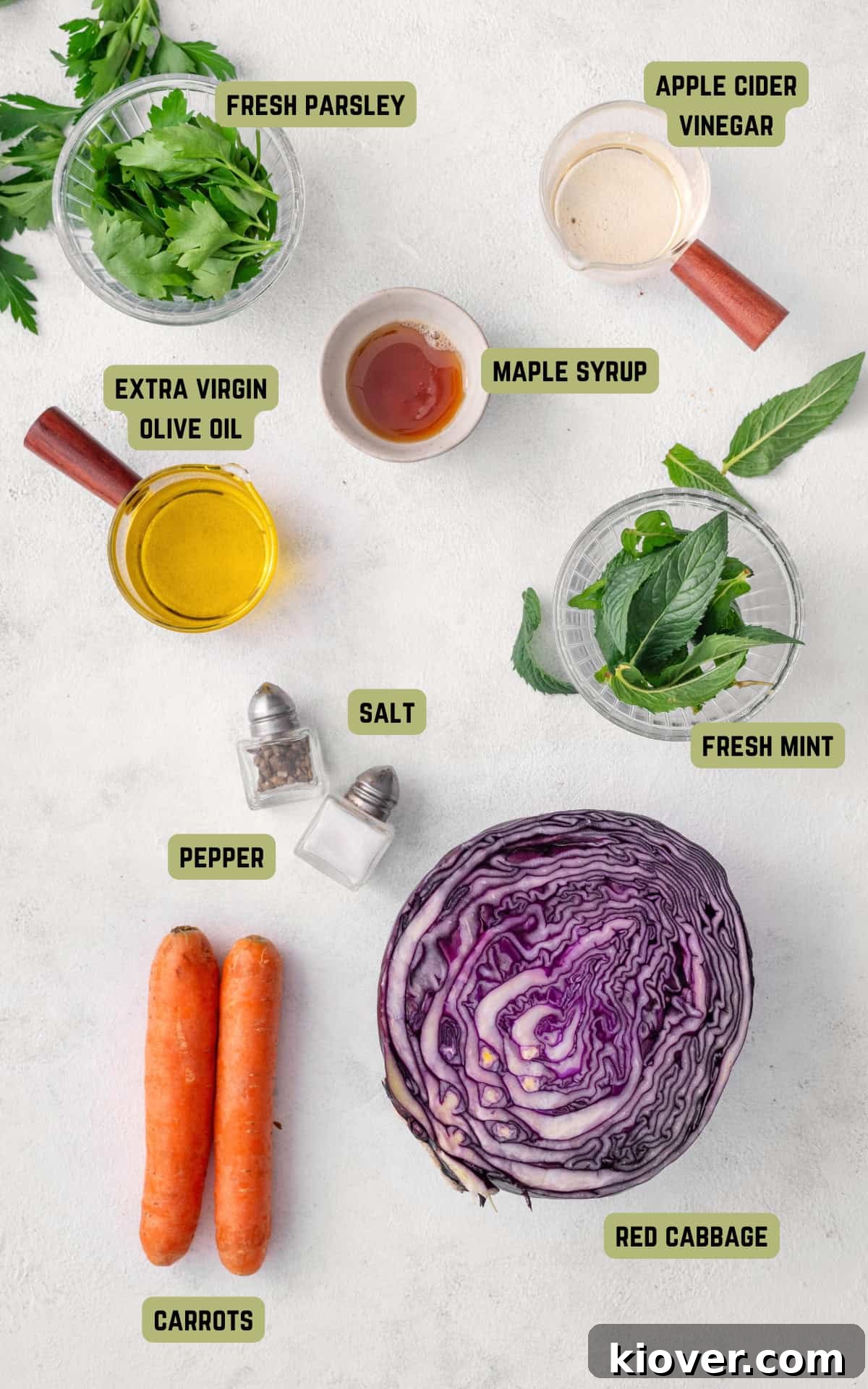 Ingredients to make Red Cabbage Slaw.