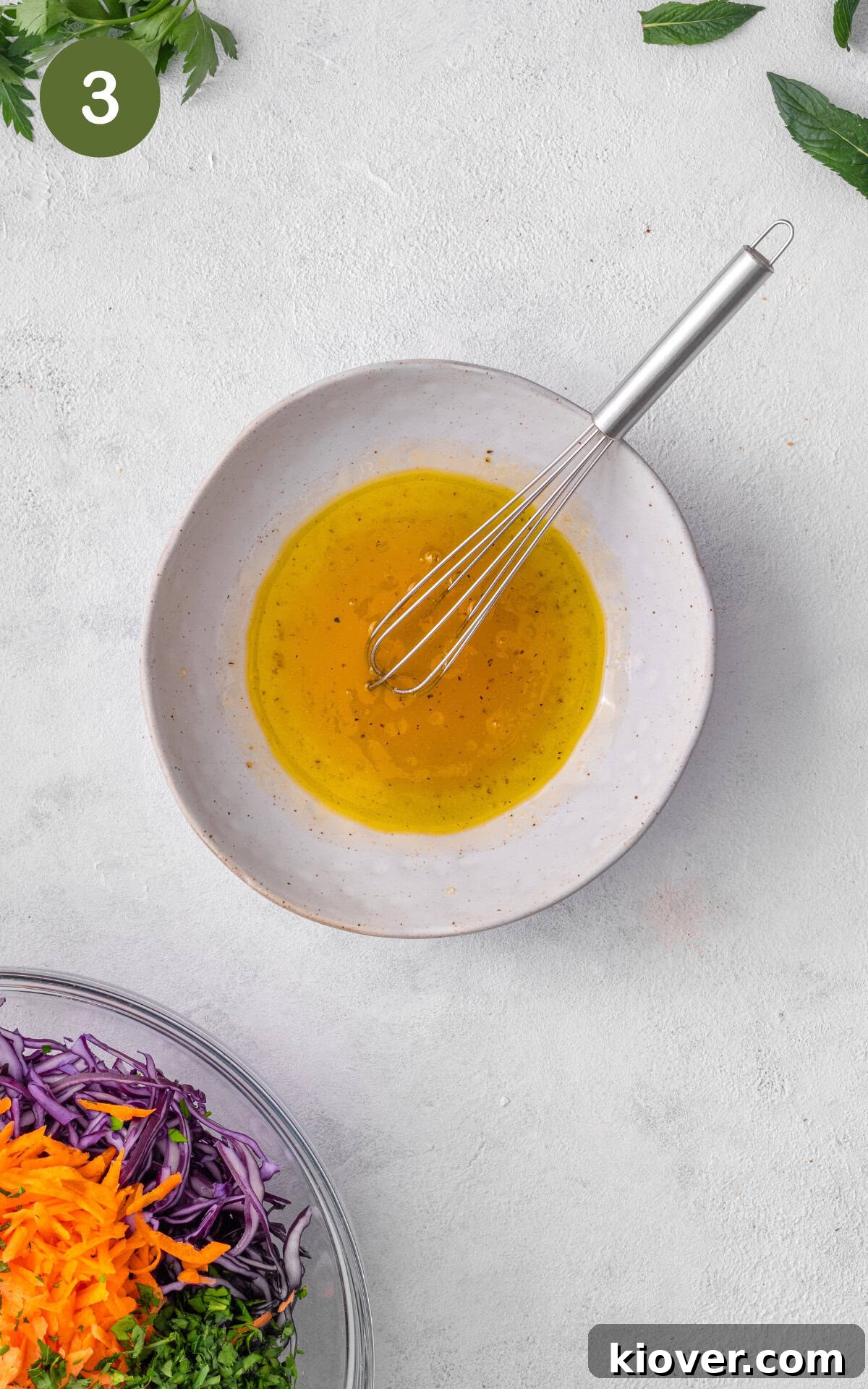 Coleslaw dressing in a bowl.