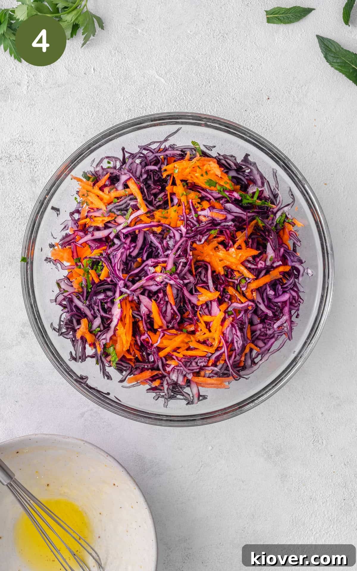 Red Cabbage Slaw salad in a bowl.