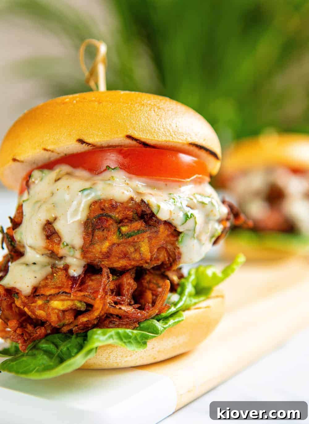 Crispy Bhaji Burger Recipe: Spiced Onion Pakora Burger 6 Bhaji Burger Double