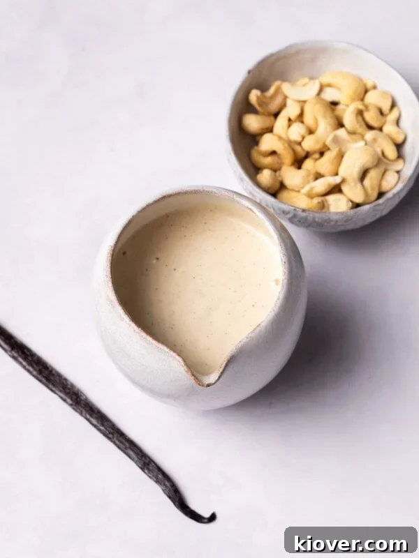 Homemade cashew cream with vanilla.