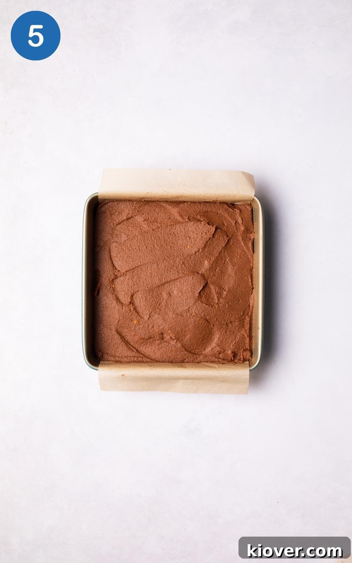 Fudgy Sweet Potato Brownies Recipe with Cocoa and Maple 8 Sweet Potato Brownies mixture in a baking tray lined with baking paper.