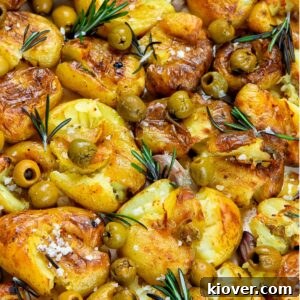 Crispy Smashed Potatoes with Garlic and Parmesan 12 Smashed potatoes with olives.