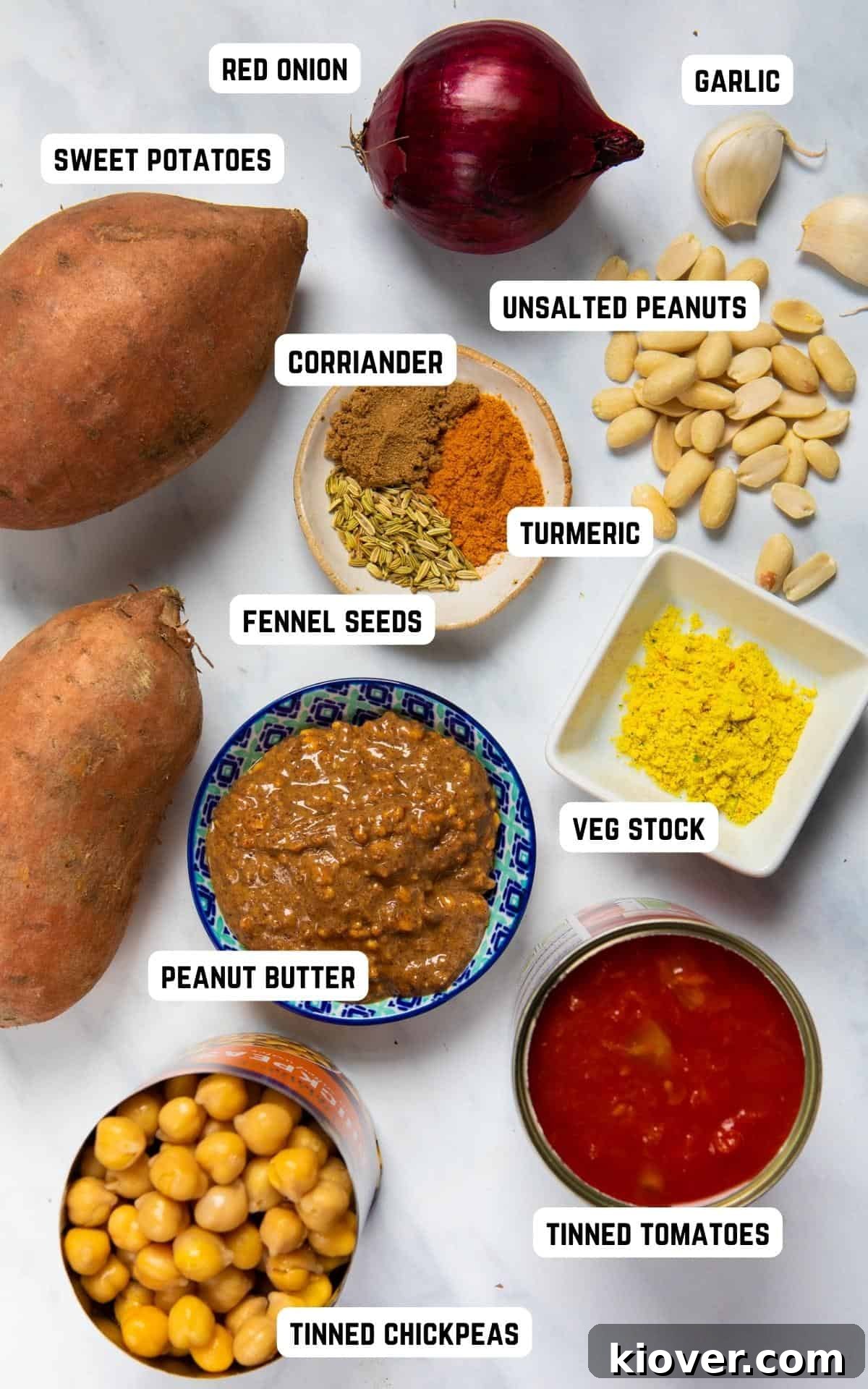 Creamy African Peanut Stew with Sweet Potatoes and Spinach 3 Ingredients to make Peanut Stew.