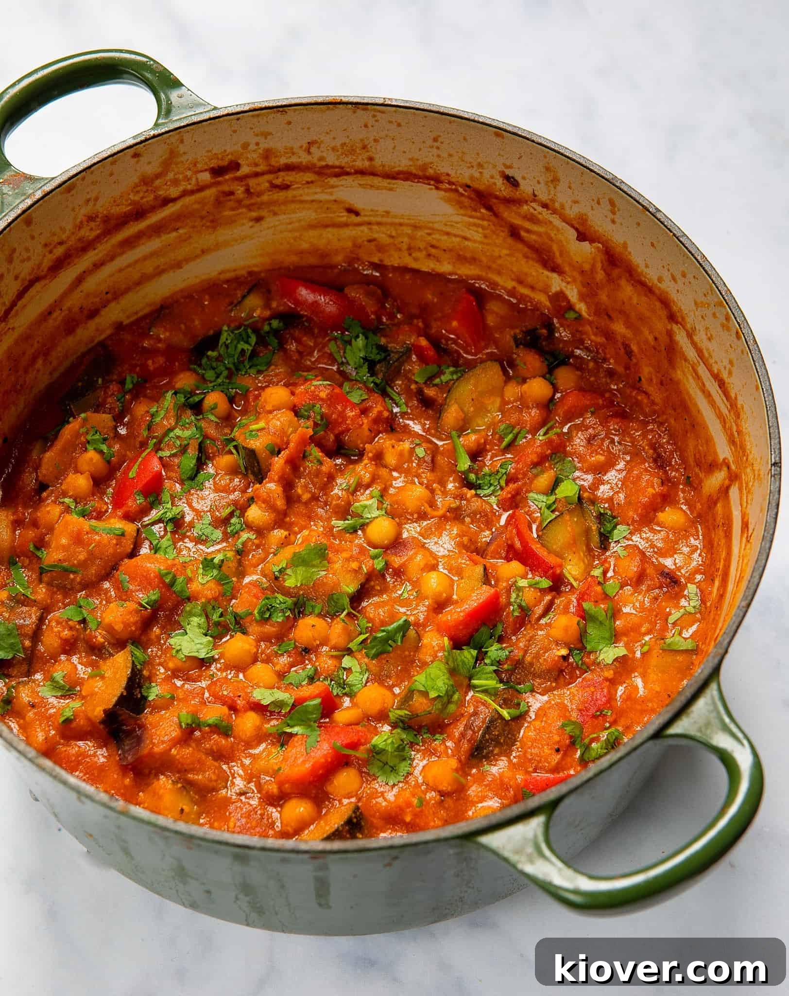 Apricot and Chickpea Tagine Recipe: Moroccan-Inspired Vegetable Stew 7 Apricot & Chickpea Tagine - Pot front