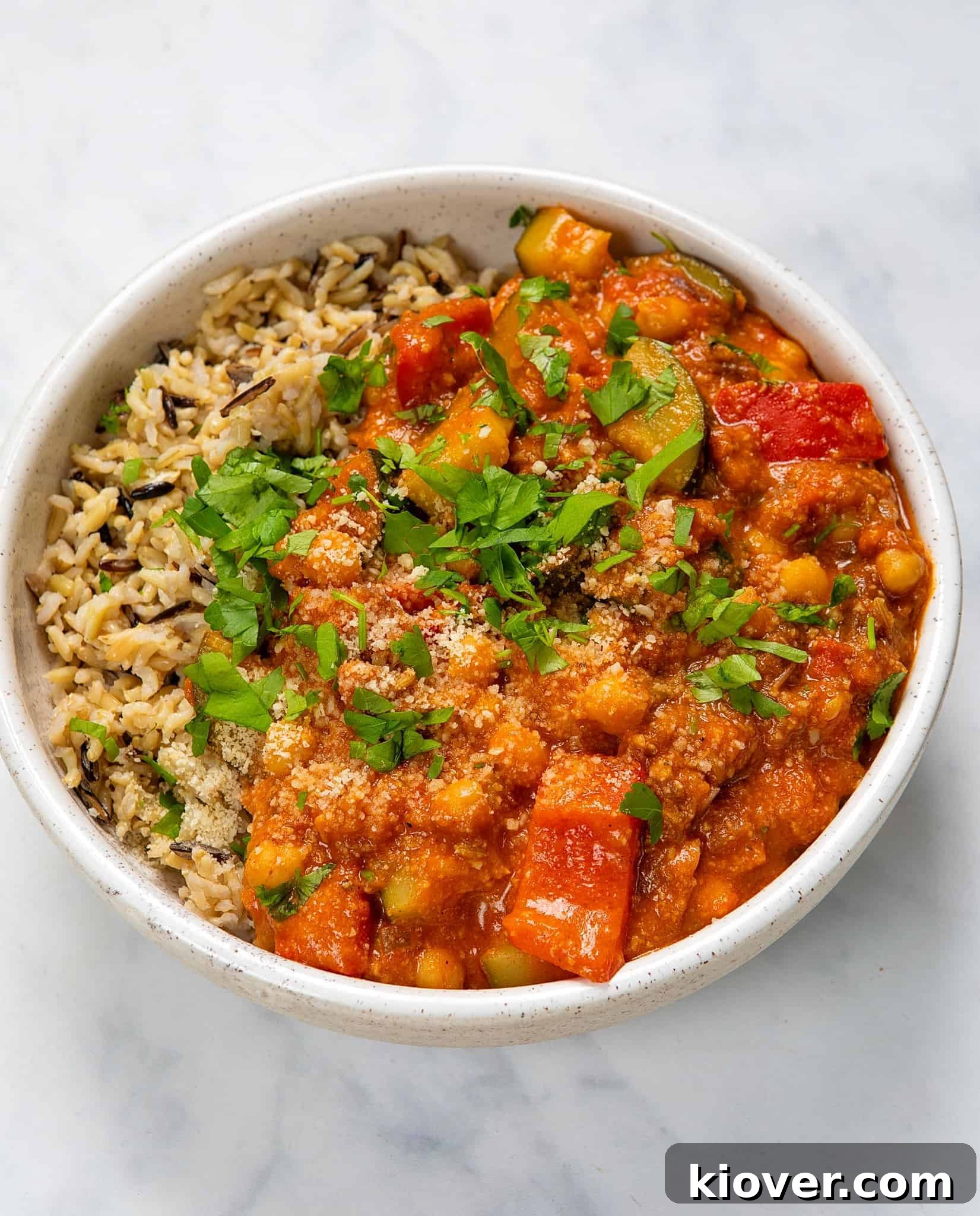 Apricot and Chickpea Tagine Recipe: Moroccan-Inspired Vegetable Stew 9 Apricot & Chickpea Tagine - Bowl front