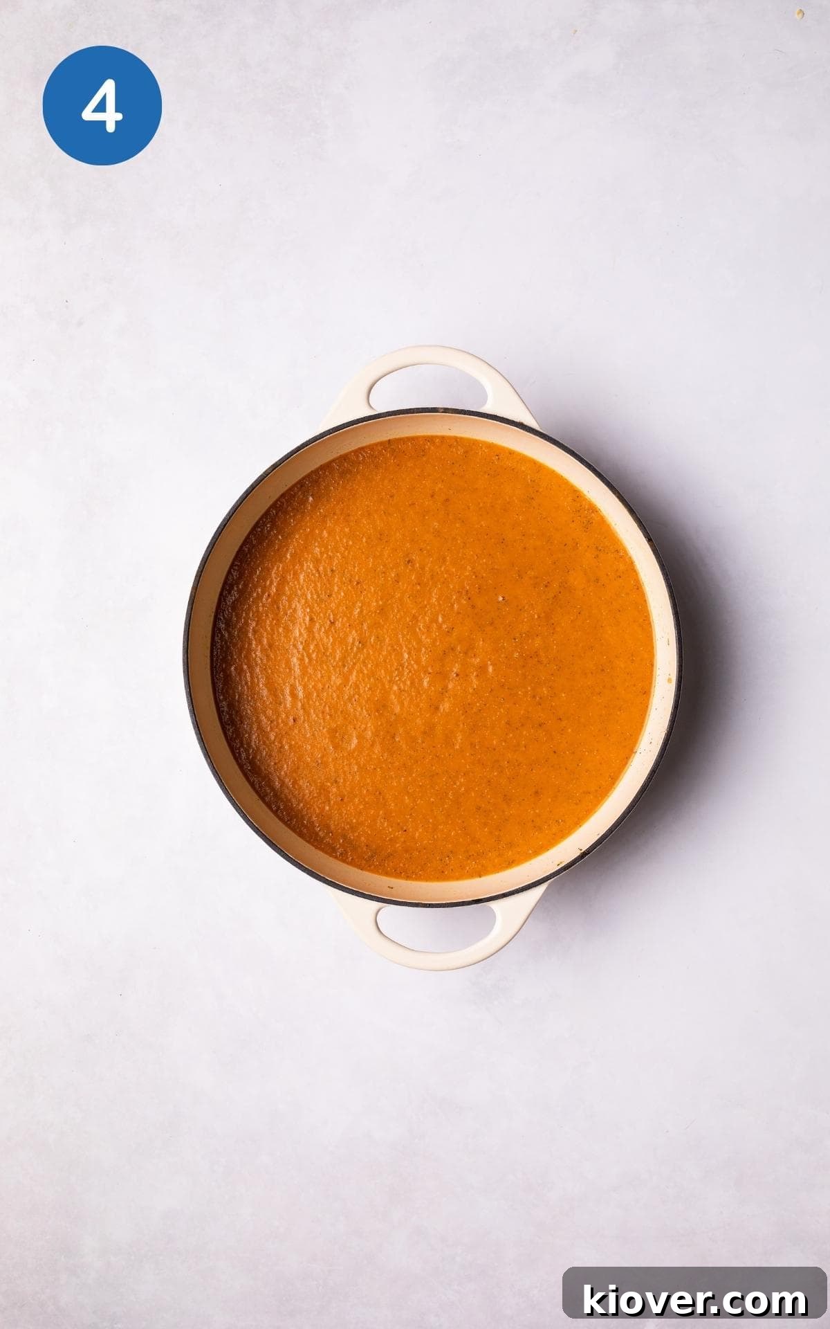 Blended ingredients for Roasted Tomato Soup.